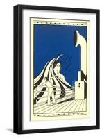 Naked Woman on Wave, Ocean Liner-null-Framed Art Print