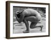 Naked woman posing on edge of swimming pool-Panoramic Images-Framed Photographic Print