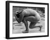 Naked woman posing on edge of swimming pool-Panoramic Images-Framed Photographic Print