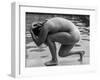 Naked woman posing on edge of swimming pool-Panoramic Images-Framed Photographic Print