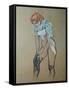 Naked Woman Putting a Stocking On-Henri de Toulouse-Lautrec-Framed Stretched Canvas