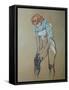 Naked Woman Putting a Stocking On-Henri de Toulouse-Lautrec-Framed Stretched Canvas