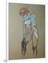 Naked Woman Putting a Stocking On-Henri de Toulouse-Lautrec-Framed Art Print