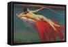 Naked Woman Riding Large Gold Fish-null-Framed Stretched Canvas