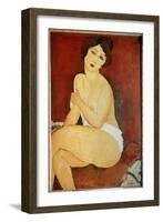 Naked Woman Seated Painting by Amedeo Modigliani (1884-1920) 1917 Sun. 1X0,65 M Collection Privee --Amedeo Modigliani-Framed Giclee Print