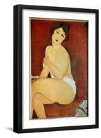 Naked Woman Seated Painting by Amedeo Modigliani (1884-1920) 1917 Sun. 1X0,65 M Collection Privee --Amedeo Modigliani-Framed Giclee Print