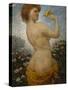 Naked Woman with a Bird in the Green, 1881-Olaf Isaachsen-Stretched Canvas