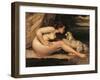 Naked Woman with a Dog (Léontine Renaude)-Gustave Courbet-Framed Giclee Print