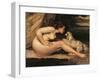 Naked Woman with a Dog (Léontine Renaude)-Gustave Courbet-Framed Giclee Print