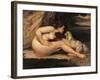 Naked Woman with a Dog (Lontine Renaude)-Gustave Courbet-Framed Art Print