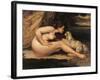 Naked Woman with a Dog (Lontine Renaude)-Gustave Courbet-Framed Art Print