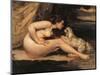 Naked Woman with a Dog (Lontine Renaude)-Gustave Courbet-Mounted Art Print
