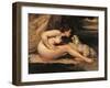 Naked Woman with a Dog (Lontine Renaude)-Gustave Courbet-Framed Art Print