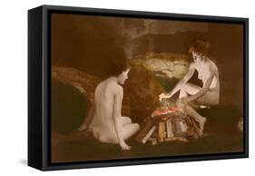 Naked Women by Campfire-null-Framed Stretched Canvas