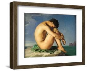 Naked Young Man Sitting by the Sea, 1836-Hippolyte Flandrin-Framed Giclee Print