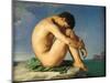 Naked Young Man Sitting by the Sea, 1836-Hippolyte Flandrin-Mounted Giclee Print