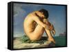 Naked Young Man Sitting by the Sea, 1836-Hippolyte Flandrin-Framed Stretched Canvas