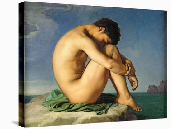 Naked Young Man Sitting by the Sea, 1836-Hippolyte Flandrin-Stretched Canvas