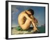 Naked Young Man Sitting by the Sea, 1836-Hippolyte Flandrin-Framed Giclee Print