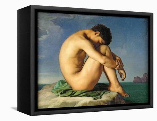Naked Young Man Sitting by the Sea, 1836-Hippolyte Flandrin-Framed Stretched Canvas