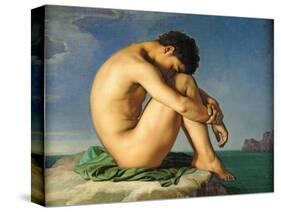 Naked Young Man Sitting by the Sea, 1836-Hippolyte Flandrin-Stretched Canvas