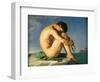 Naked Young Man Sitting by the Sea, 1836-Hippolyte Flandrin-Framed Premium Giclee Print