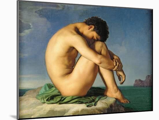 Naked Young Man Sitting by the Sea, 1836-Hippolyte Flandrin-Mounted Giclee Print