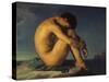 Naked Young Man Sitting by the Sea, 1855-Hippolyte Flandrin-Stretched Canvas