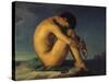 Naked Young Man Sitting by the Sea, 1855-Hippolyte Flandrin-Stretched Canvas