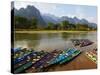 Nam Song River, Vang Vieng, Vientiane Province, Laos, Indochina, Southeast Asia, Asia-null-Stretched Canvas