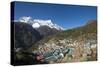 Namche, the Main Trading Centre and Tourist Hub for the Khumbu (Everest Region) with Kongde Ri Peak-Alex Treadway-Stretched Canvas