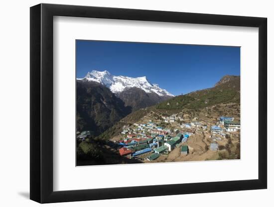 Namche, the Main Trading Centre and Tourist Hub for the Khumbu (Everest Region) with Kongde Ri Peak-Alex Treadway-Framed Photographic Print