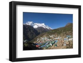 Namche, the Main Trading Centre and Tourist Hub for the Khumbu (Everest Region) with Kongde Ri Peak-Alex Treadway-Framed Photographic Print