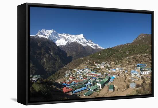 Namche, the Main Trading Centre and Tourist Hub for the Khumbu (Everest Region) with Kongde Ri Peak-Alex Treadway-Framed Stretched Canvas