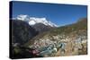 Namche, the Main Trading Centre and Tourist Hub for the Khumbu (Everest Region) with Kongde Ri Peak-Alex Treadway-Stretched Canvas
