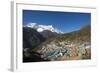 Namche, the Main Trading Centre and Tourist Hub for the Khumbu (Everest Region) with Kongde Ri Peak-Alex Treadway-Framed Photographic Print