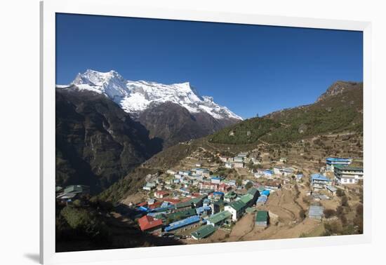 Namche, the Main Trading Centre and Tourist Hub for the Khumbu (Everest Region) with Kongde Ri Peak-Alex Treadway-Framed Photographic Print