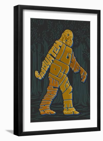 Names of Bigfoot - Typography-Lantern Press-Framed Art Print