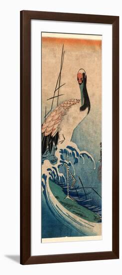 Nami Ni Tsuru, Crane in Waves. [Between 1833 and 1835], 1 Print : Woodcut, Color ; 37.4 X 16.5-Utagawa Hiroshige-Framed Giclee Print