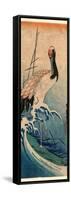 Nami Ni Tsuru, Crane in Waves. [Between 1833 and 1835], 1 Print : Woodcut, Color ; 37.4 X 16.5-Utagawa Hiroshige-Framed Stretched Canvas