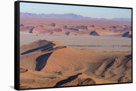 Namibia. Aerial view of the vast red dune fields of Sossusvlei in Namib-Naukluft National Park.-Brenda Tharp-Framed Stretched Canvas