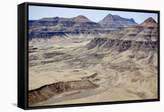 Namibia, Damaraland. Aerial view of the mountains and red rocks of Damaraland.-Ellen Goff-Framed Stretched Canvas