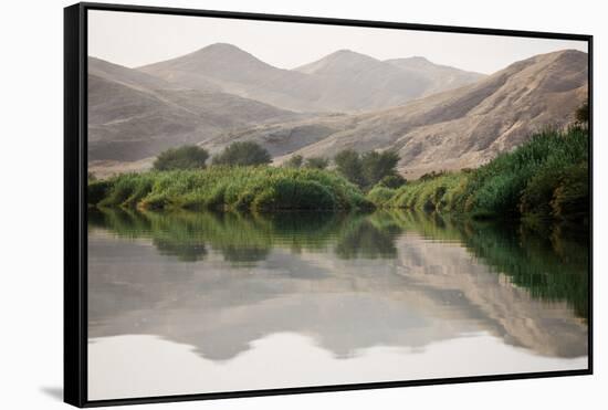 Namibia, Kaokoveld Conservation Area, Kunene River. Greenery along the banks of the Kunene River.-Ellen Goff-Framed Stretched Canvas