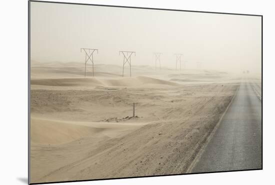 Namibia, Namib Desert, Walvis Bay. Desert Road in a Sandstorm-Wendy Kaveney-Mounted Photographic Print