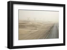 Namibia, Namib Desert, Walvis Bay. Desert Road in a Sandstorm-Wendy Kaveney-Framed Photographic Print