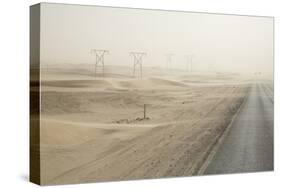 Namibia, Namib Desert, Walvis Bay. Desert Road in a Sandstorm-Wendy Kaveney-Stretched Canvas