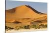 Namibia, Namib-Naukluft National Park, Sossusvlei. Large red dune rising from a while pan.-Ellen Goff-Stretched Canvas