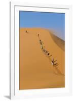 Namibia, Namib-Naukluft National Park, Sossusvlei. Tourists climbing Dune 45.-Ellen Goff-Framed Photographic Print