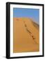 Namibia, Namib-Naukluft National Park, Sossusvlei. Tourists climbing Dune 45.-Ellen Goff-Framed Photographic Print