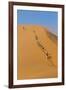 Namibia, Namib-Naukluft National Park, Sossusvlei. Tourists climbing Dune 45.-Ellen Goff-Framed Premium Photographic Print